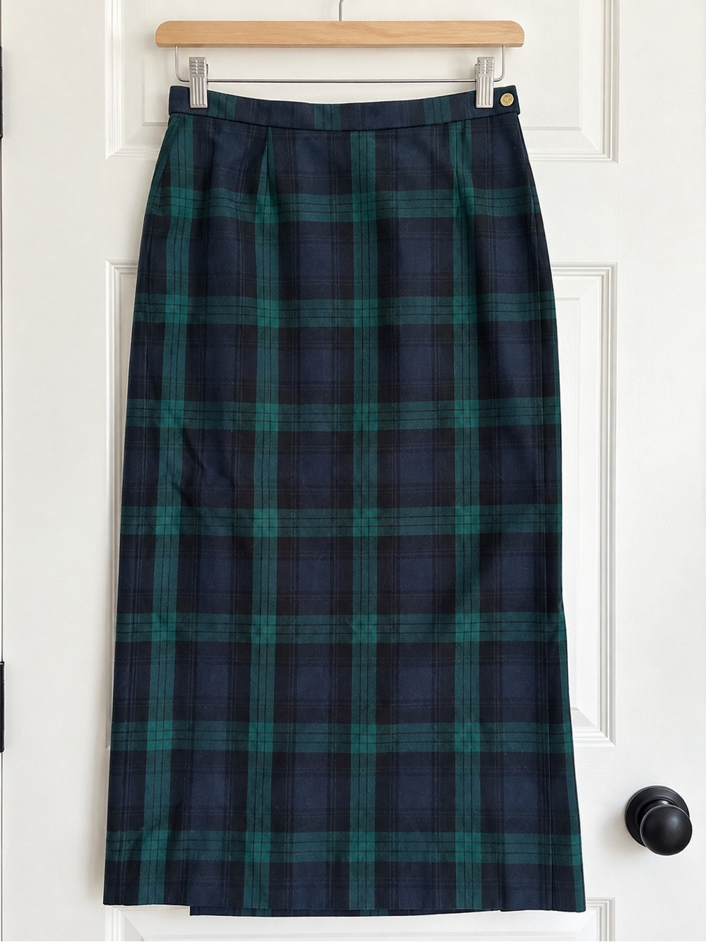 Vintage Casual Corner Annex Black Watch Tartan Plaid Maxi Skirt 12 - Picture 2 of 3